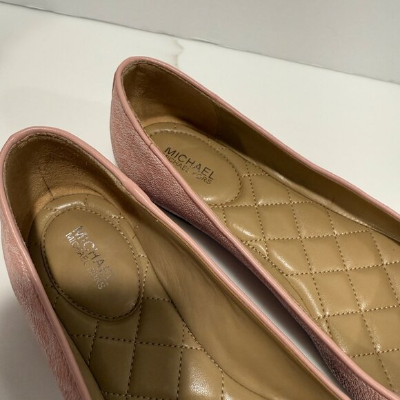 Michael Kors Jilly Logo Print Ballet Flats MK Hardware Pink Soft Girl Size 8M - Picture 10 of 11